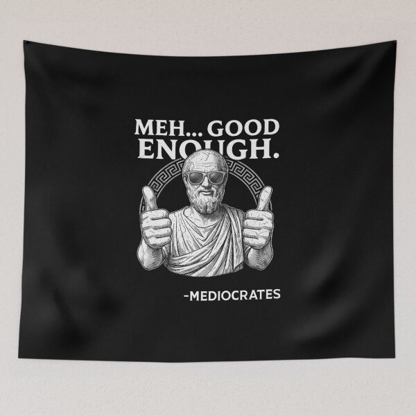 Item preview, Meh Good Enough Mediocrates Thumbs Up Philosophy Meme designed and sold by LunaMagicStudio.