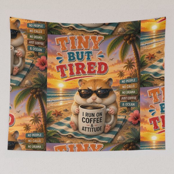 Item preview, Tiny But Tired Funny Cat designed and sold by BagFactoryUK.