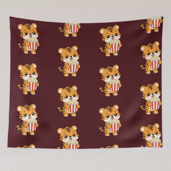 Item preview, Cute Tiger Eating Popcorn Movie Night Cartoon designed and sold by Seculinator.