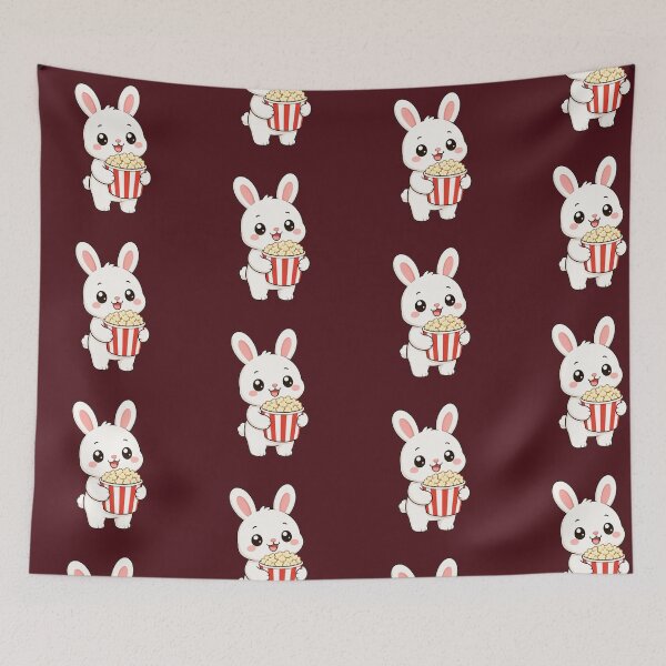 Item preview, Cute Bunny Eating Popcorn Movie Night Cartoon designed and sold by Seculinator.