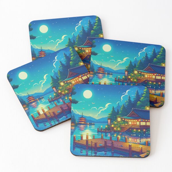 Item preview, Full Moon Over the Lake Pagoda designed and sold by ZenGrooves.