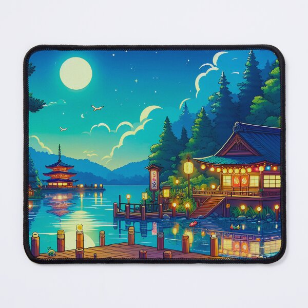 Item preview, Full Moon Over the Lake Pagoda designed and sold by ZenGrooves.