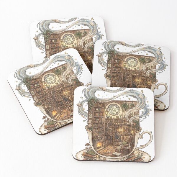 Item preview, Library Inside a Teacup Fantasy Book Lover Cottagecore Vintage Art Design designed and sold by CreativeNest Prints.