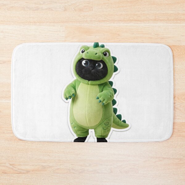 Item preview, Adorable Black Cat in Green Dinosaur Costume Sticker Art designed and sold by Produk Z.