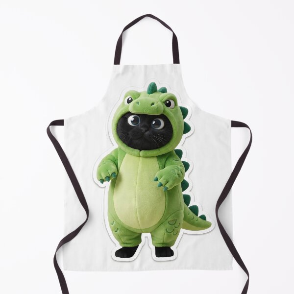 Item preview, Adorable Black Cat in Green Dinosaur Costume Sticker Art designed and sold by Produk Z.