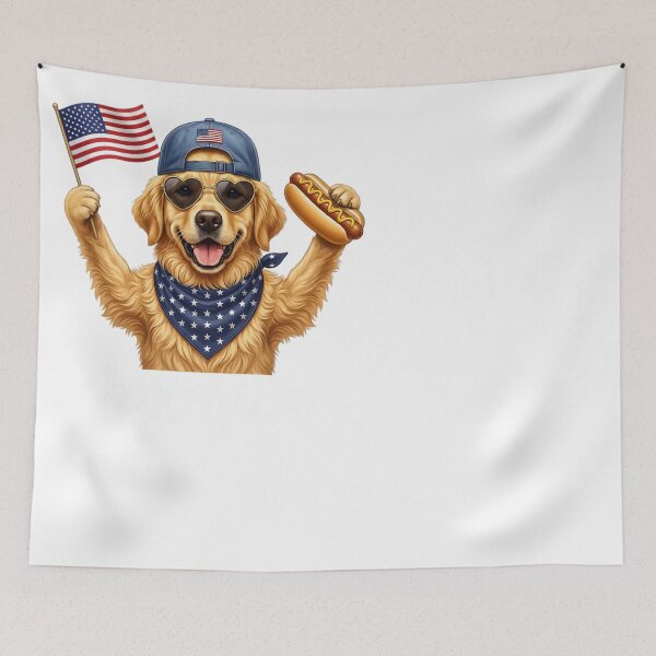 Item preview, Patriotic Retriever America Flag Hot Dog designed and sold by JMDesignHub.