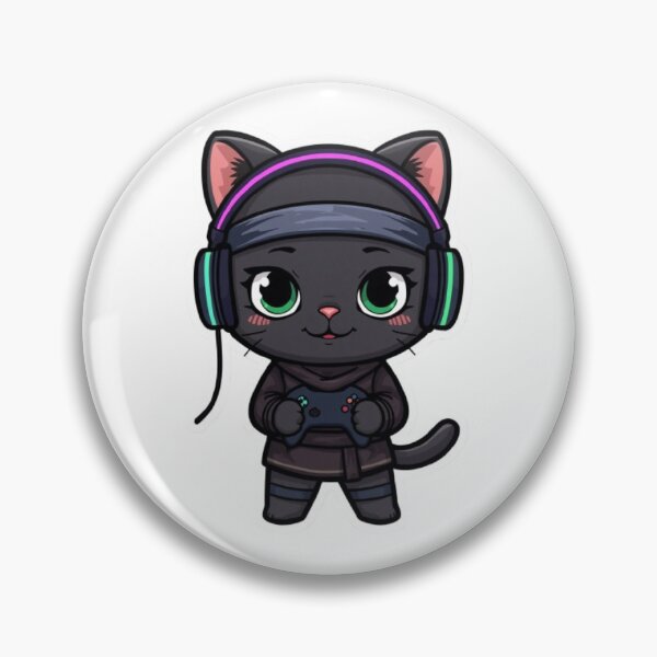 Item preview, Kawaii Ninja Cat Gaming Sticker | Cute Black Kitten Gamer Gift designed and sold by Stylestickers55.