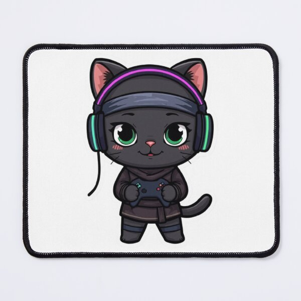 Item preview, Kawaii Ninja Cat Gaming Sticker | Cute Black Kitten Gamer Gift designed and sold by Stylestickers55.