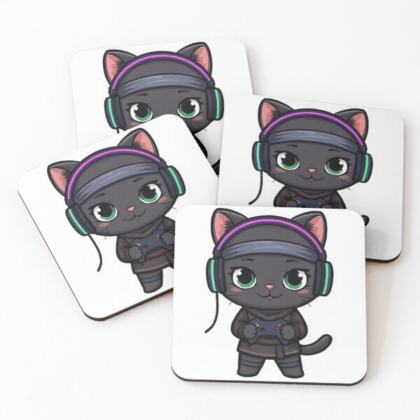 Item preview, Kawaii Ninja Cat Gaming Sticker | Cute Black Kitten Gamer Gift designed and sold by Stylestickers55.