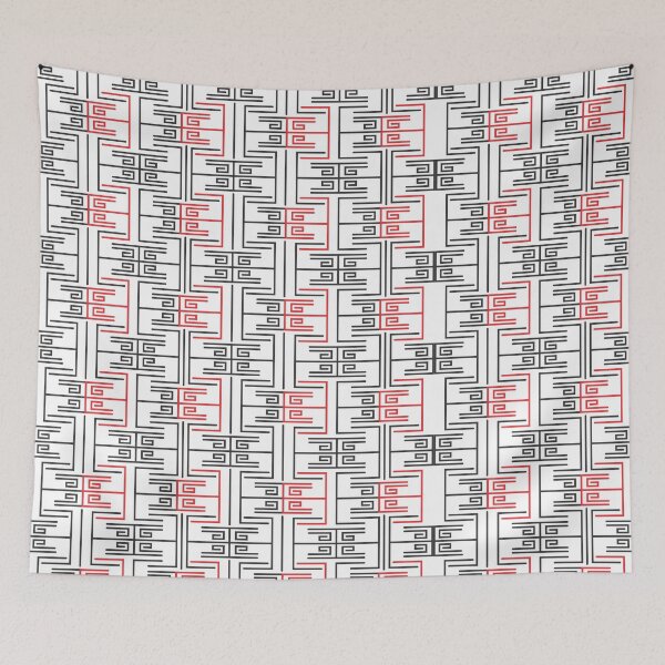 Item preview, Black Red Greek Key Seamless Pattern | Modern Geometric Maze Line Art Abstract Repeating Background designed and sold by skgraphictrafic.