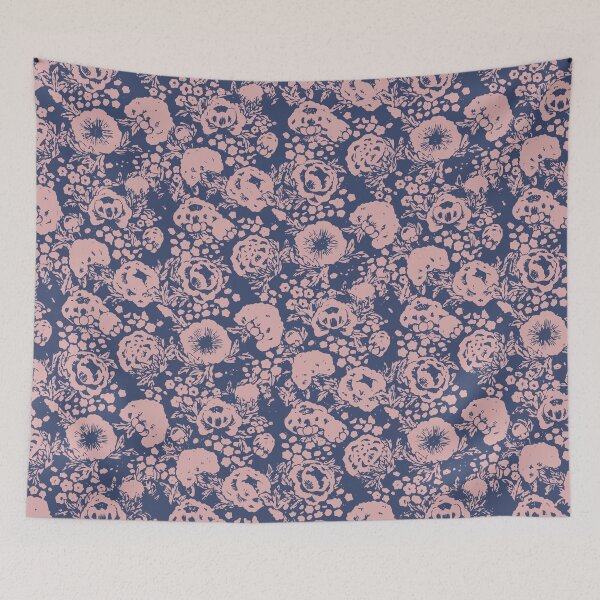 Item preview, Midnight Navy Vintage Rose Garden Pattern designed and sold by rawpetal.