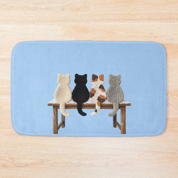 Item preview, Latch Hook Yarn Crochet Cats on a Winter Snowy Bench designed and sold by LunaCat Studio.