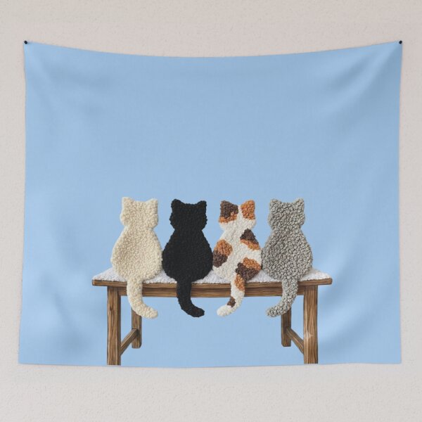 Item preview, Latch Hook Yarn Crochet Cats on a Winter Snowy Bench designed and sold by LunaCat Studio.