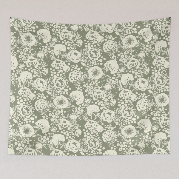 Item preview, Sage Green Cottagecore Vintage Rose Pattern designed and sold by rawpetal.