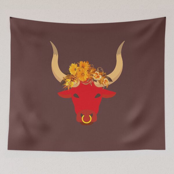Item preview, Boho Floral Bull Rustic Western Farmhouse Sunflower Bull Design. designed and sold by LunaPrintCo.