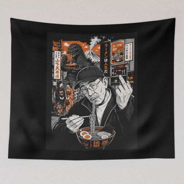 Item preview, Ramen Kaiju Street – Vintage Manga Noodle Monster Tee designed and sold by zumerdiego.