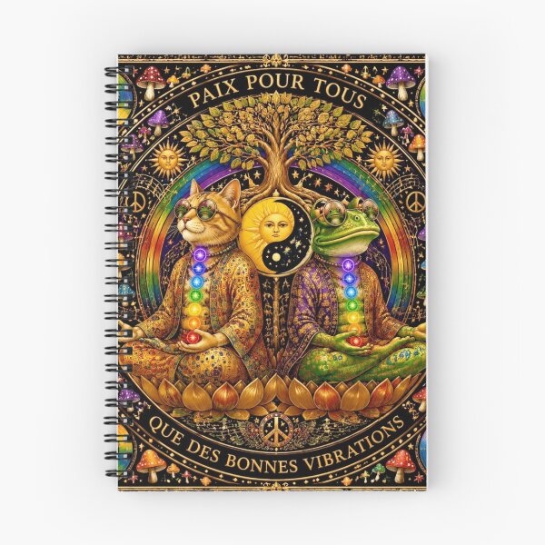 Item preview, The Cosmic Union - Cat and Toad Gurus, Tree of Life, Yin Yang and Chakras à la Klimt designed and sold by Natalia-Vlad.
