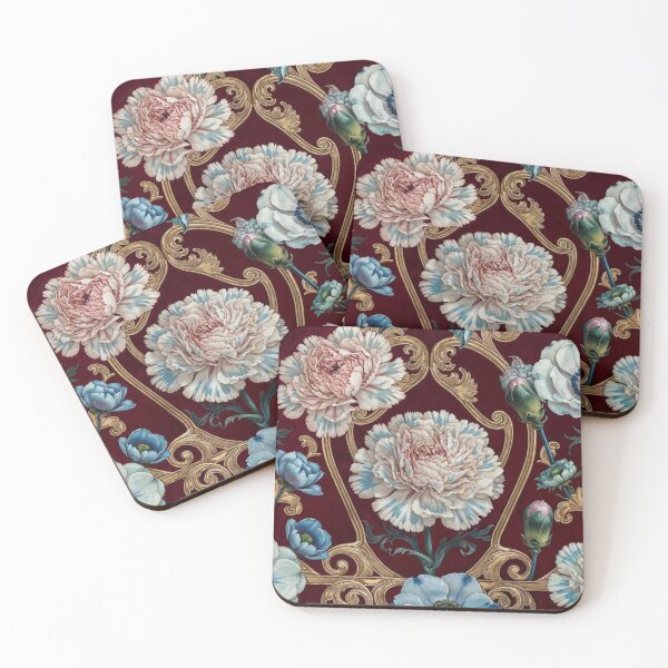 Item preview, Art Nouveau Burgundy Gold Floral Pattern designed and sold by IntelliMindDesigns.