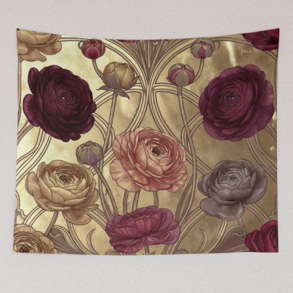 Item preview, Deep Burgundy Gold Floral Mandala designed and sold by IntelliMindDesigns.