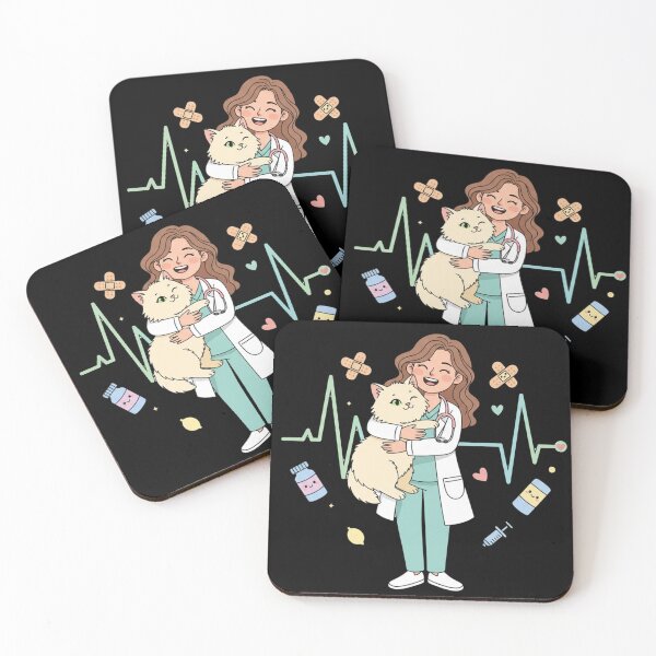 Item preview, Cute Veterinarian Hugging Cat With Heartbeat Line designed and sold by DariaOltes.