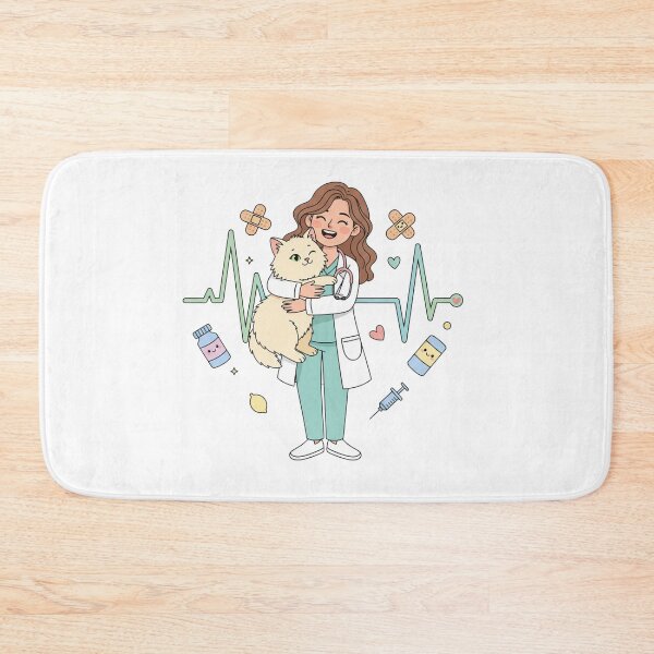 Item preview, Cute Veterinarian Hugging Cat With Heartbeat Line designed and sold by DariaOltes.