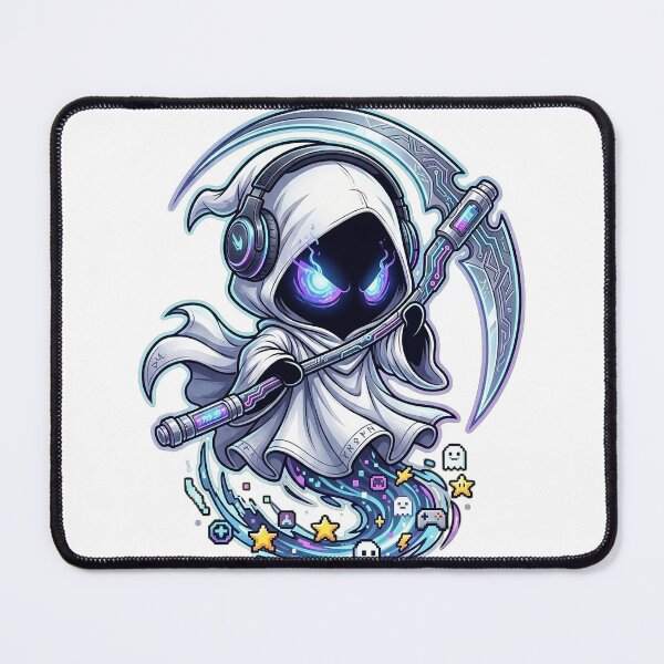 Item preview, Cute Cyberpunk Gamer Reaper with Glowing Scythe designed and sold by Munib320.
