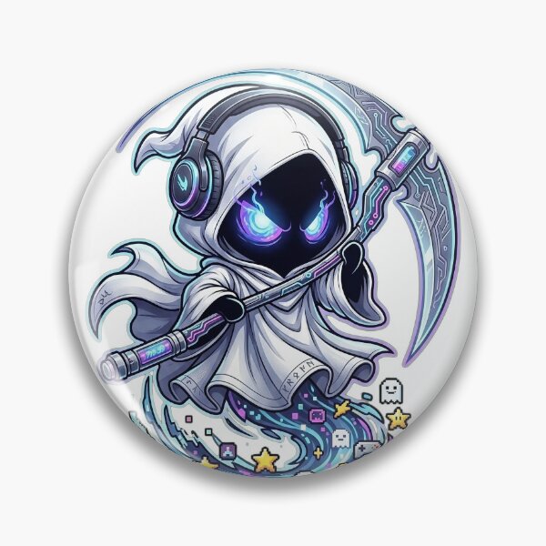 Item preview, Cute Cyberpunk Gamer Reaper with Glowing Scythe designed and sold by Munib320.