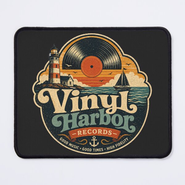 Item preview, Vinyl Harbor - Vintage Record Store Logo designed and sold by Golden Era Studio.