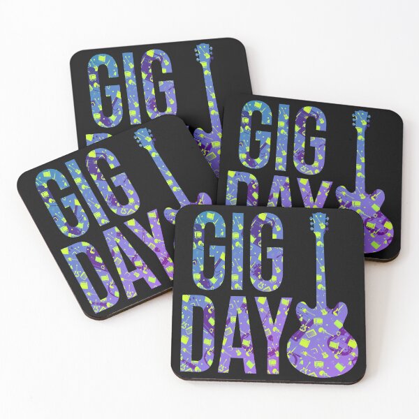 Item preview, Gig Day | Guitar Text Art | Retro Music Pattern Typography Print designed and sold by Analog Threads & Goods.