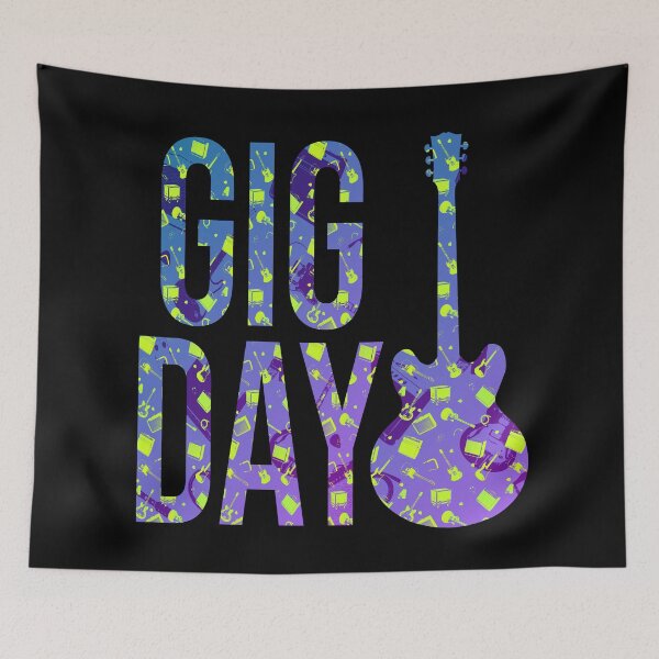Item preview, Gig Day | Guitar Text Art | Retro Music Pattern Typography Print designed and sold by Analog Threads & Goods.