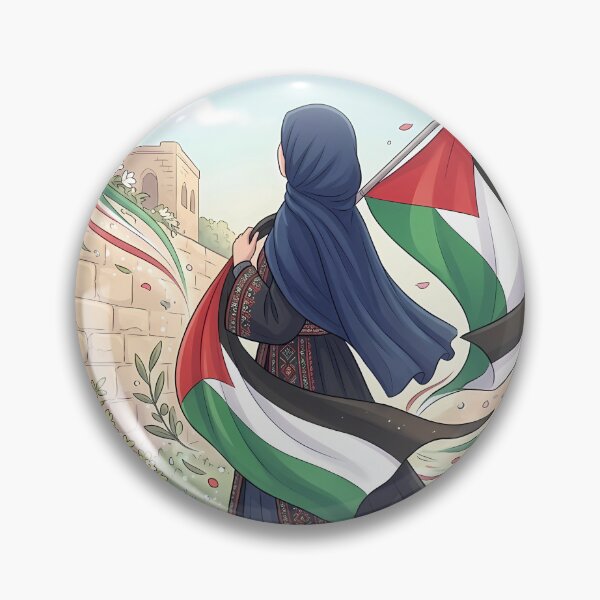 Item preview, ​Palestine Flag Hijab Anime Art - Serene Modest Woman Illustration designed and sold by hakikatm.
