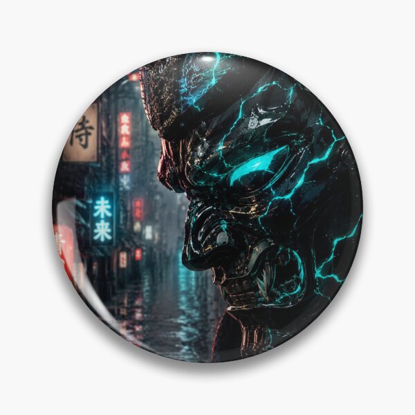 Item preview, Cyberpunk oni samurai in neon alley designed and sold by AmbiM.