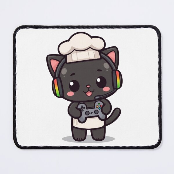Item preview, Kawaii Chef Cat Gaming Sticker | Cute Black Kitten Gamer Gift designed and sold by Stylestickers55.