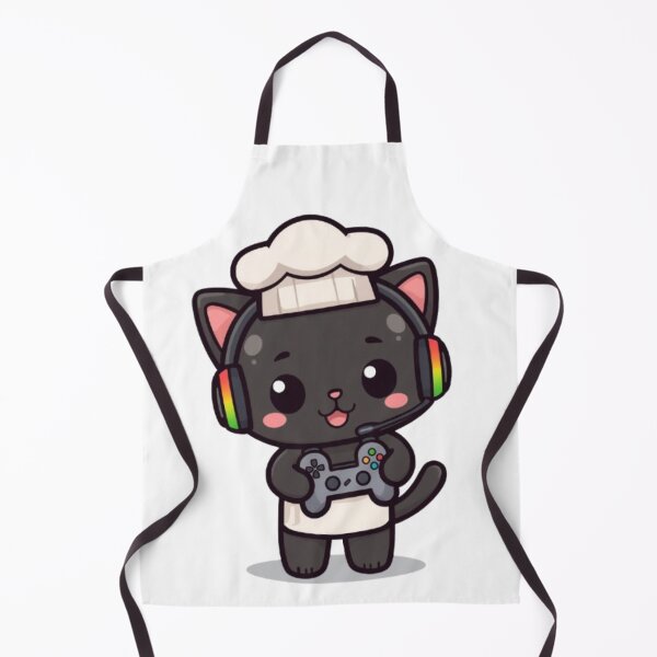 Item preview, Kawaii Chef Cat Gaming Sticker | Cute Black Kitten Gamer Gift designed and sold by Stylestickers55.