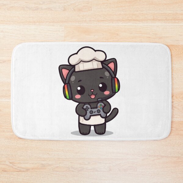 Item preview, Kawaii Chef Cat Gaming Sticker | Cute Black Kitten Gamer Gift designed and sold by Stylestickers55.