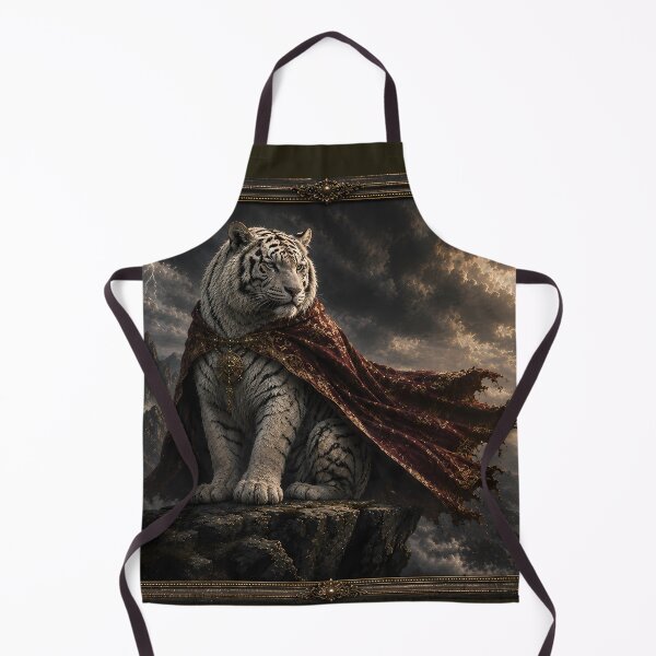 Item preview, White Tiger King in Crimson Cloak | Fantasy Warrior Tiger Artwork designed and sold by ManJiangHong.