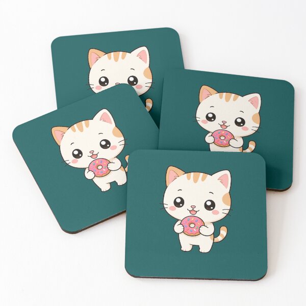 Item preview, Cute Cat Eating Donut Sweet Treat Cartoon designed and sold by Seculinator.