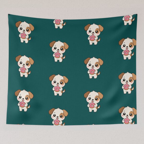 Item preview, Cute Dog Eating Donut Sweet Treat Cartoon designed and sold by Seculinator.
