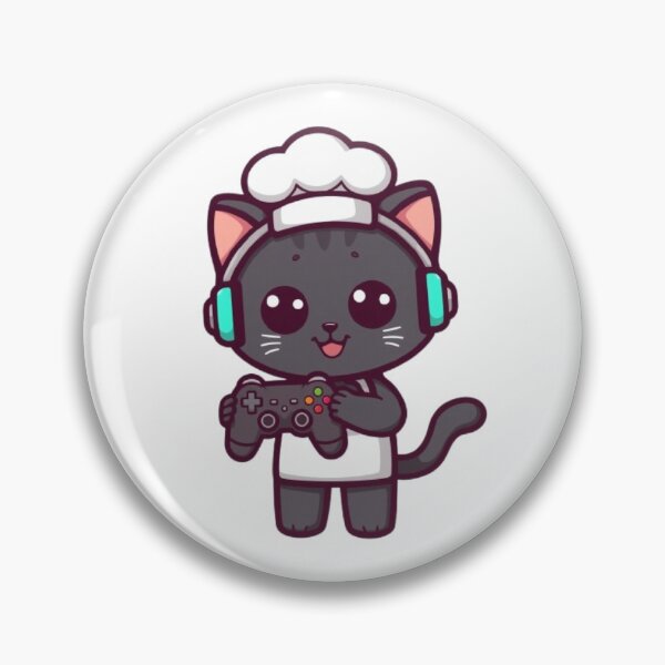 Item preview, Cute Chef Gamer Cat Kawaii Sticker | Black Kitten with RGB Headphones designed and sold by Stylestickers55.