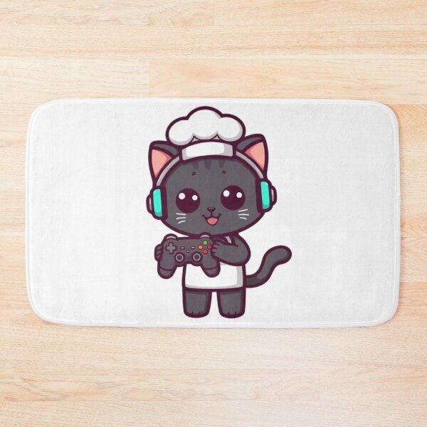 Item preview, Cute Chef Gamer Cat Kawaii Sticker | Black Kitten with RGB Headphones designed and sold by Stylestickers55.