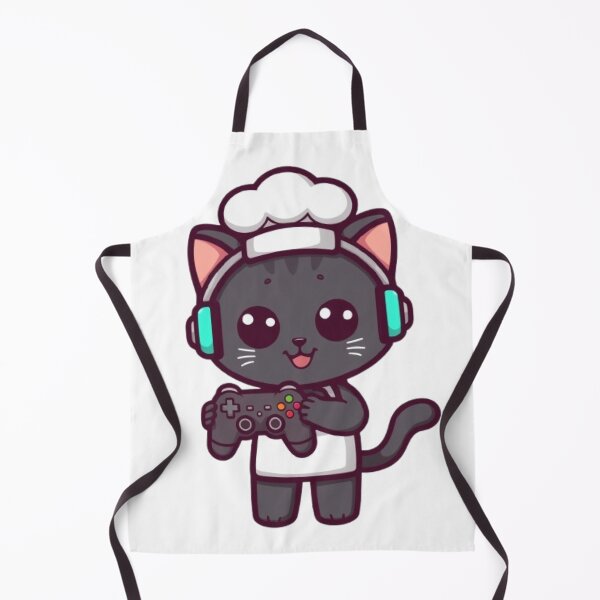 Item preview, Cute Chef Gamer Cat Kawaii Sticker | Black Kitten with RGB Headphones designed and sold by Stylestickers55.