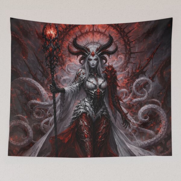 Item preview, Crimson Abyss Demon Queen | Dark Fantasy Gothic Art designed and sold by DrakariArt.