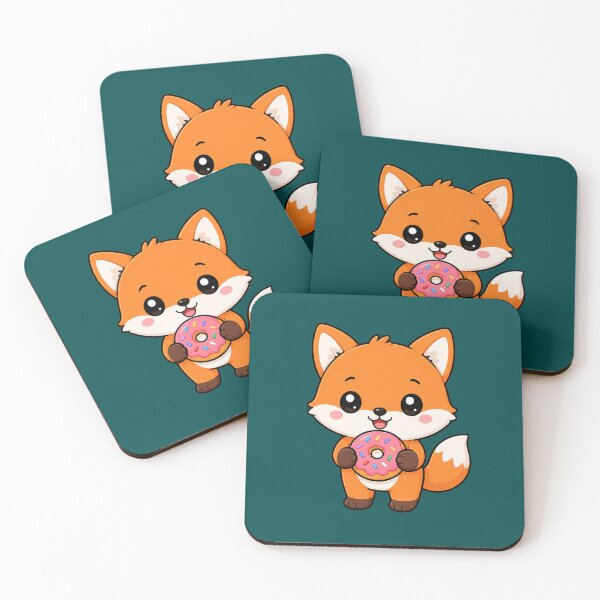 Item preview, Cute Fox Eating Donut Sweet Treat Cartoon designed and sold by Seculinator.