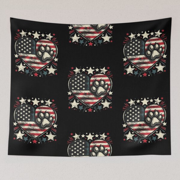 Item preview, Patriotic Dog Paw Heart 4th Of July Dog Lover American Flag Paw Print designed and sold by Thread&Fable.