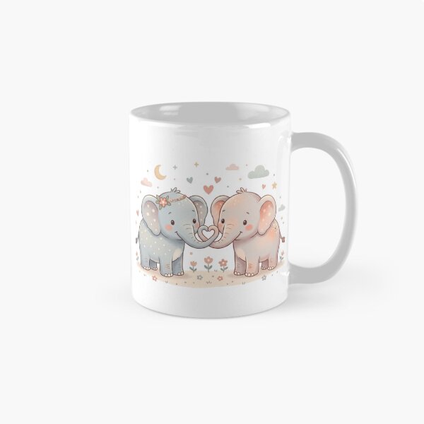 Item preview, Two Adorable Baby Elephants - Lovely Heart Shape Trunks designed and sold by DigitfanStudio.