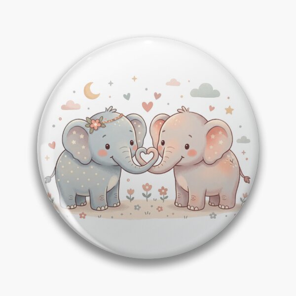 Item preview, Two Adorable Baby Elephants - Lovely Heart Shape Trunks designed and sold by DigitfanStudio.