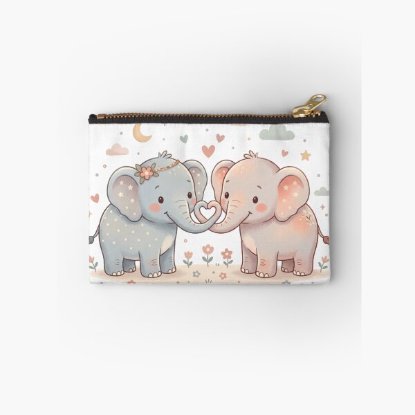 Item preview, Two Adorable Baby Elephants - Lovely Heart Shape Trunks designed and sold by DigitfanStudio.