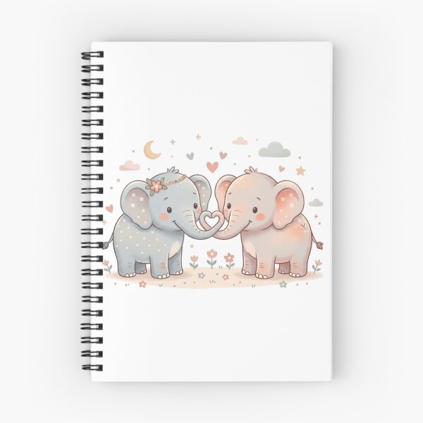 Item preview, Two Adorable Baby Elephants - Lovely Heart Shape Trunks designed and sold by DigitfanStudio.