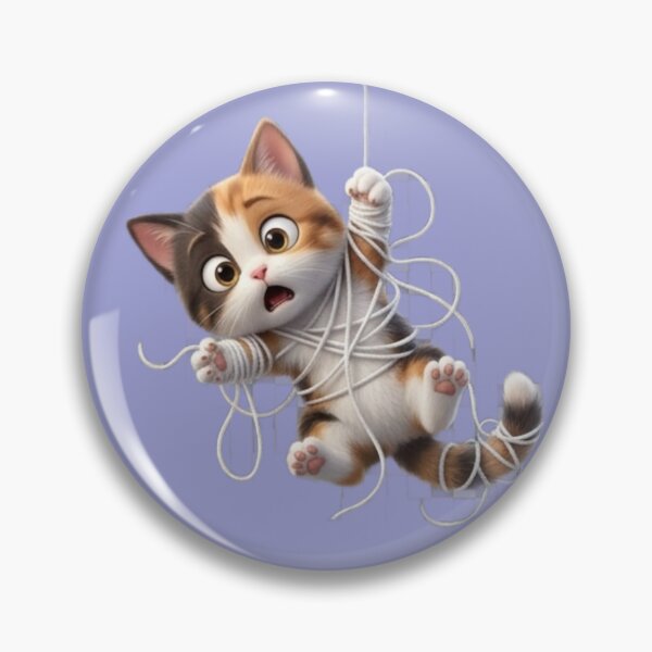Item preview, Cute & Dramatic Cat Tangled Hanging Kitten Design designed and sold by MimiSabu.