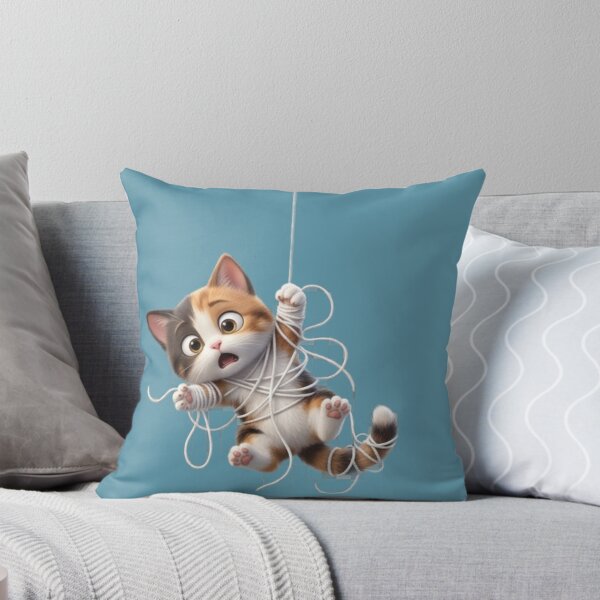 Item preview, Cute & Dramatic Cat Tangled Hanging Kitten Design designed and sold by MimiSabu.